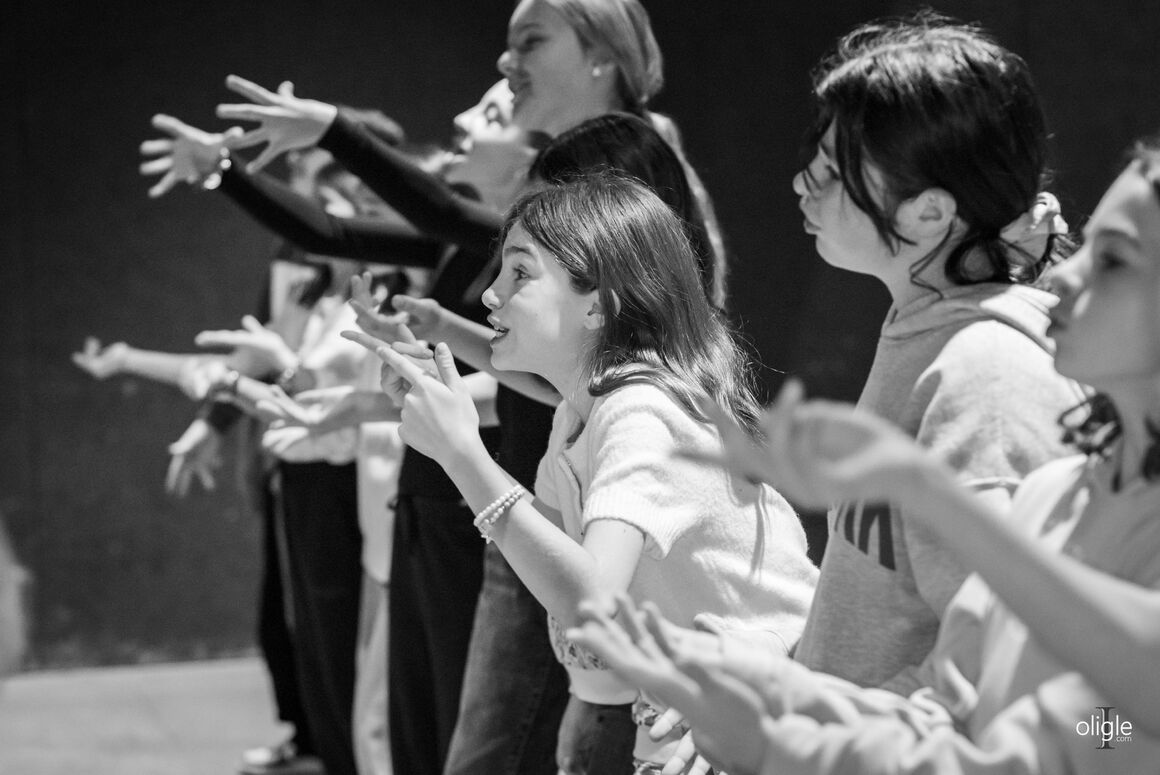 Théâtre n&b mains projetées